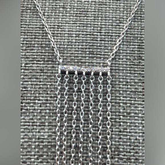 Fringe Necklace - Sterling Silver Long Tie Necklace - Picture 7 of 16